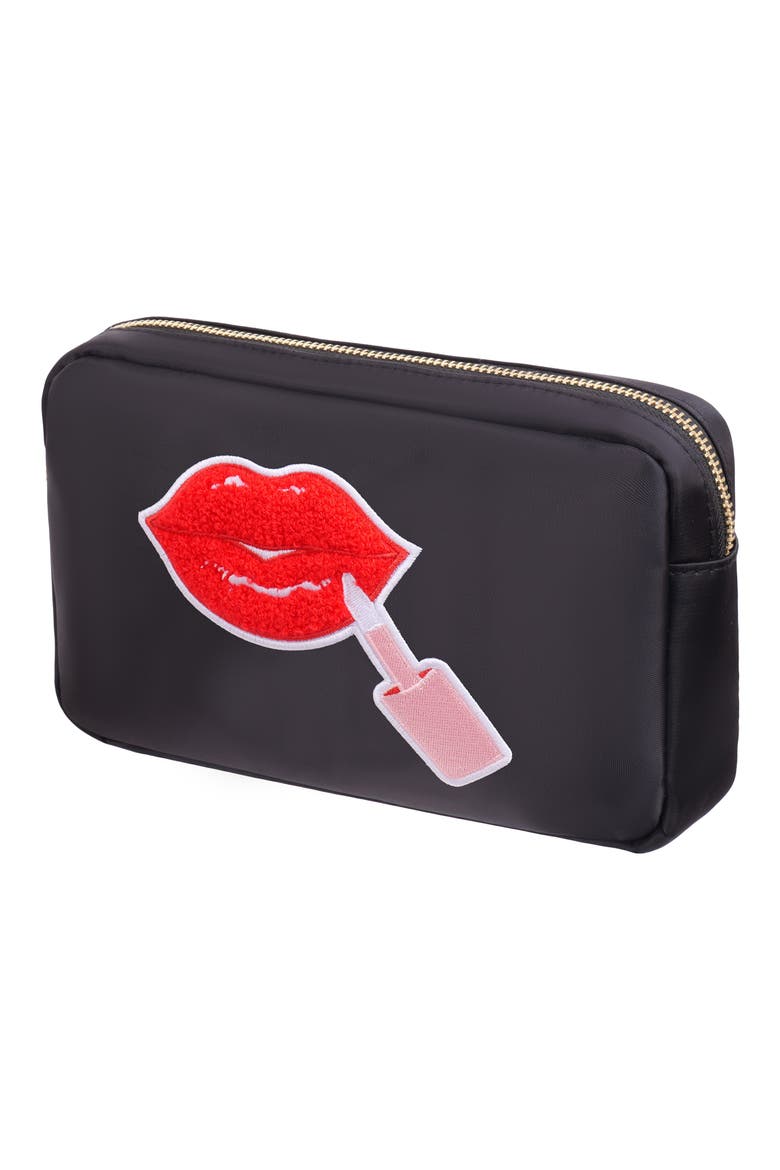 Medium Lipgloss Cosmetics Bag, Alternate, color, BLACK