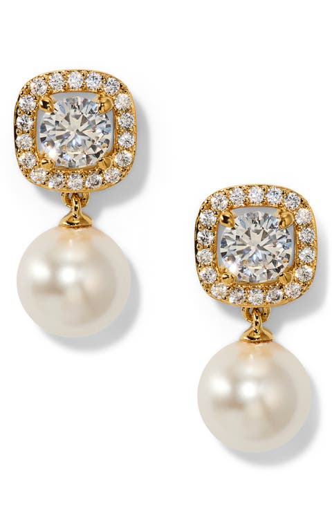 Halo Imitation Pearl Drop Earrings