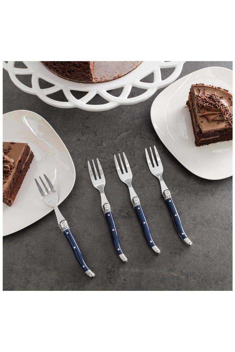 Laguiole 4-Pack Cake Forks, Alternate, color, NAVY