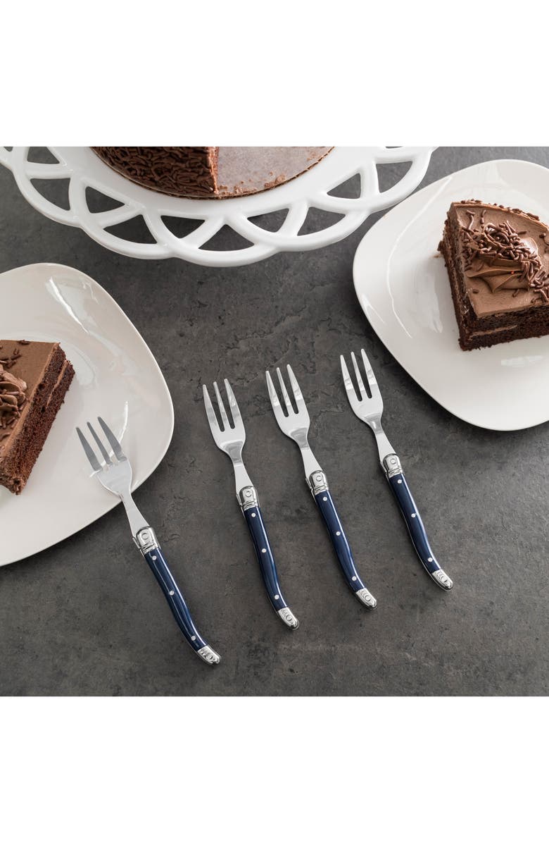 FRENCH HOME Laguiole 4-Pack Cake Forks, Alternate, color, Navy