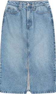 Animal Denim Midi Skirt