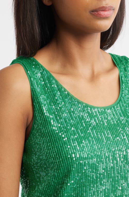 ANNE KLEIN ANNE KLEIN SEQUIN DOUBLE SCOOP NECK MESH TANK 
