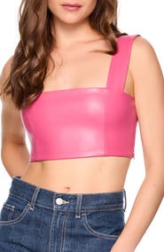 Susana Monaco Faux Leather Crop Tank