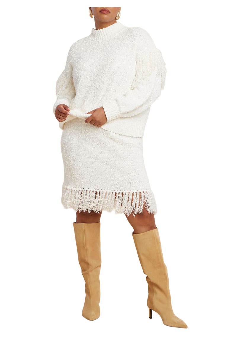 Looped Fringe Sweater Mini Skirt, Main, color, JET STREAM