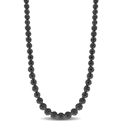 7/8 CTW Black Diamond Tennis Necklace