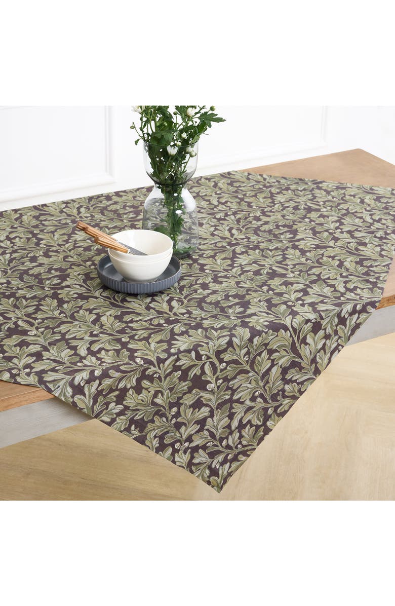 Solino Home Linen Table Throw - Fallen Leaves, 52" x 52", 52" x 52", Main, color, Green And Brown
