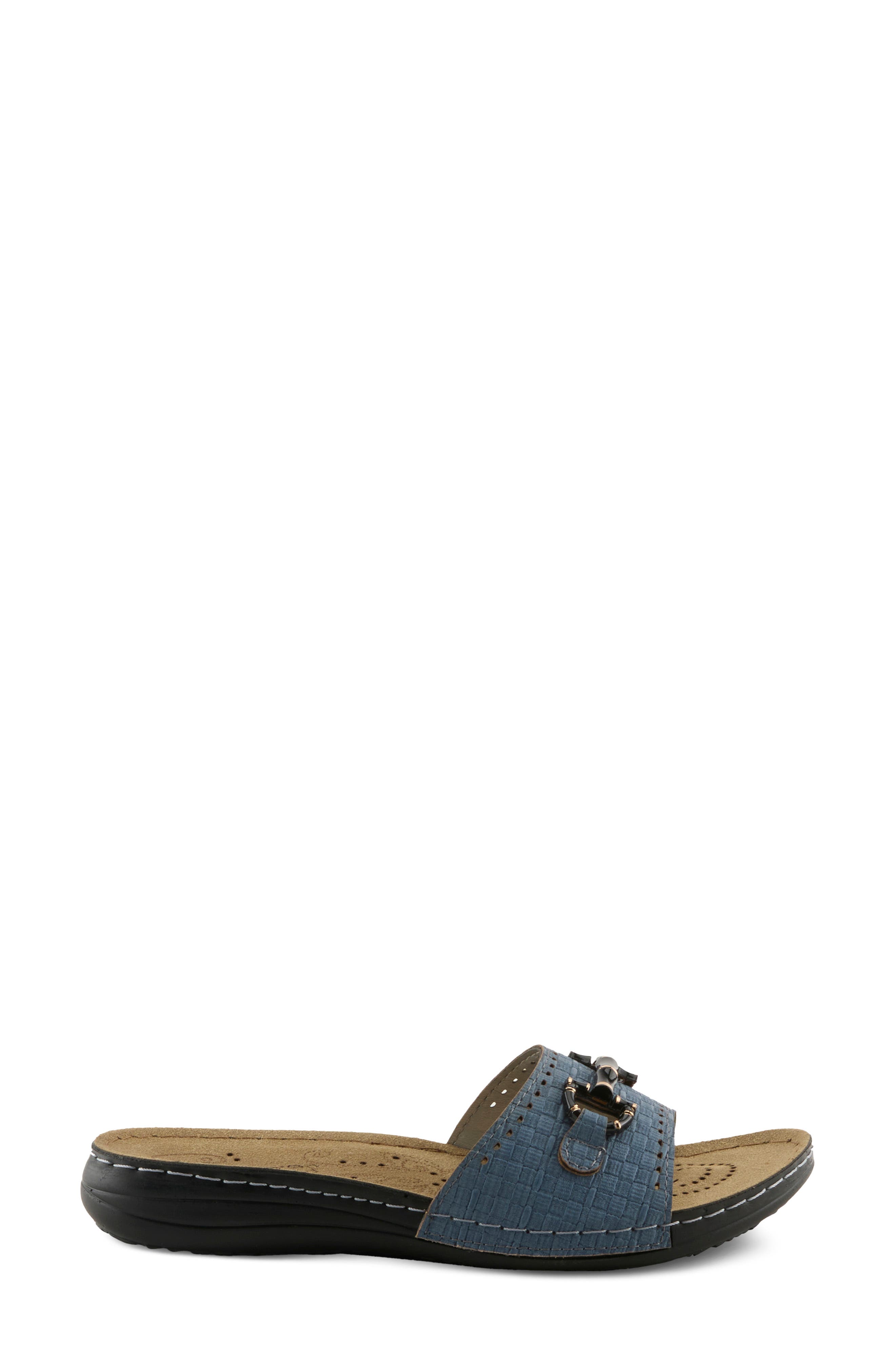 Enamel Bit Slide Sandal, Alternate, color, NAVY
