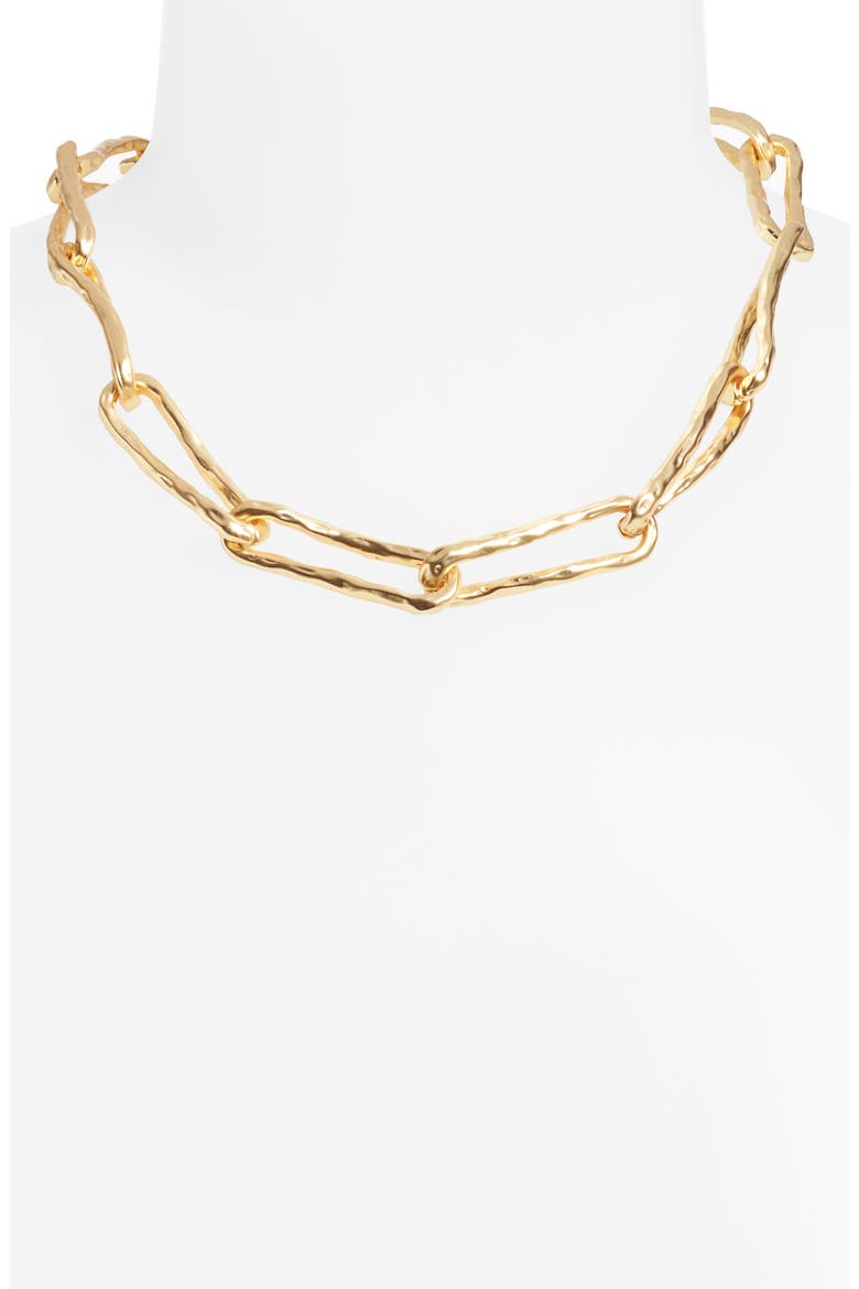 Organic Links Short Necklace, Alternate, color, GOLD