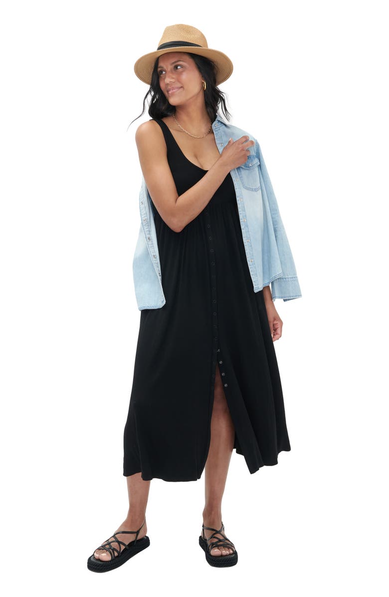 HATCH Collection The Softest Rib Nursing Tank Dress, Main, color, Black