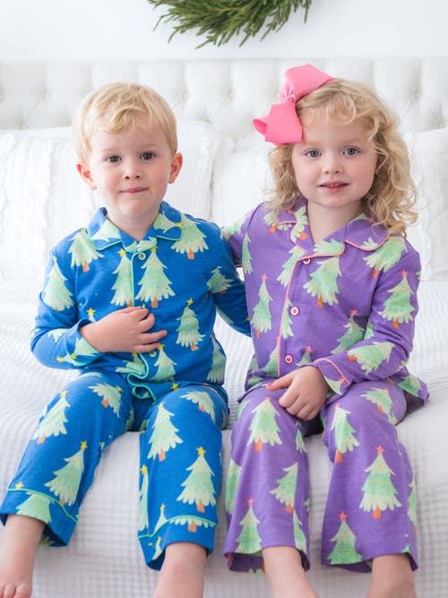 Rufflebutts Gender Inclusive Button Up Pajama Set In Blue