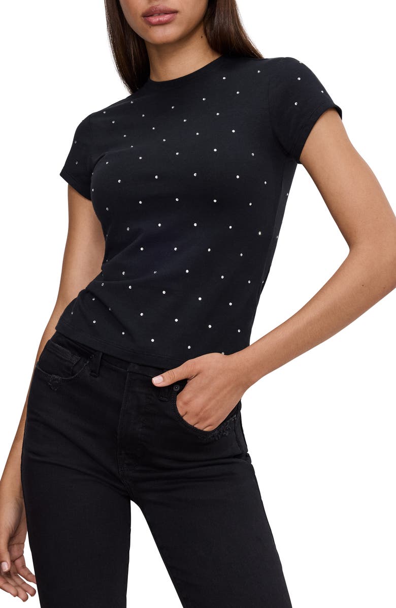 Good American Crystal Baby Tee, Main, color, 