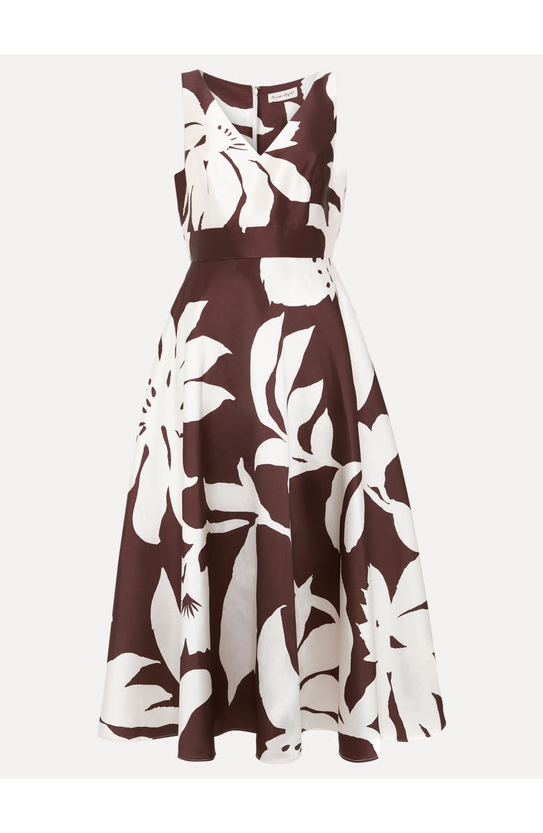 Phase Eight Delicia V-Neck Print Dress, Alternate, color, Brown