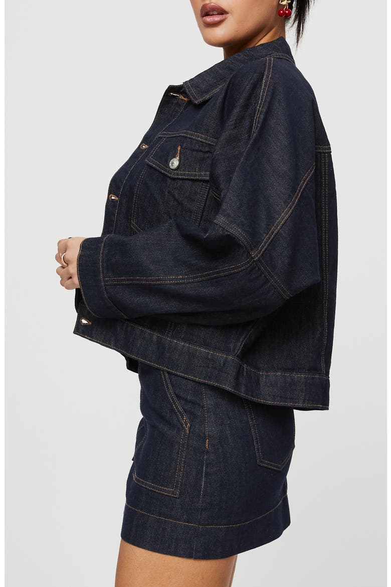 Hughes Boxy Crop Denim Jacket, Alternate, color, DARK BLUE