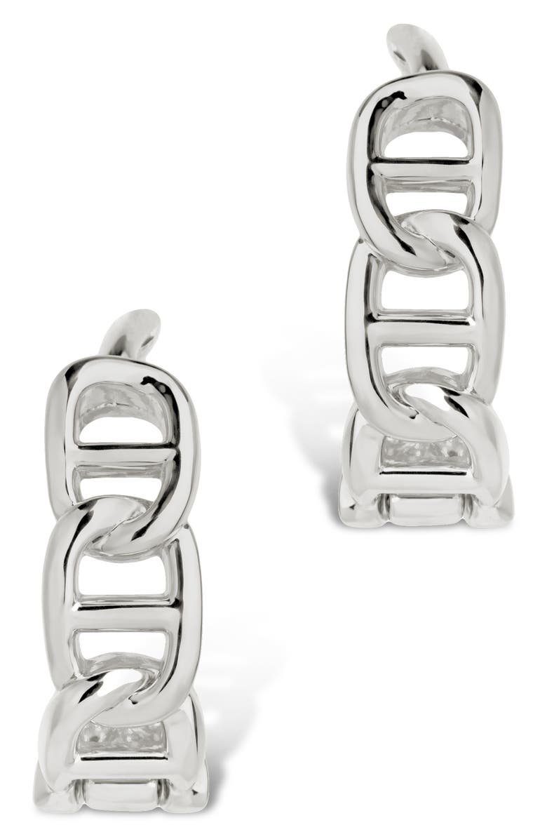Sterling Forever Haylee Mariner Link Hoop Earrings, Alternate, color, Silver