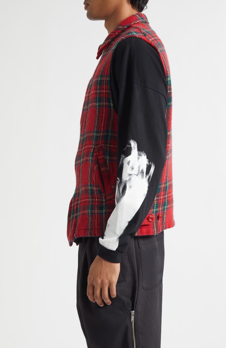 Undercover Plaid Wool Vest, Alternate, color, Red Check