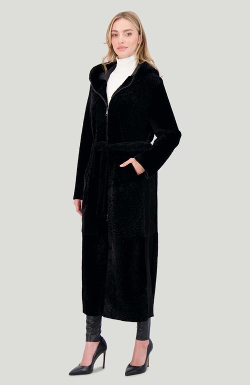 Gorski Reversible Textured Shearling Lamb Coat In Black