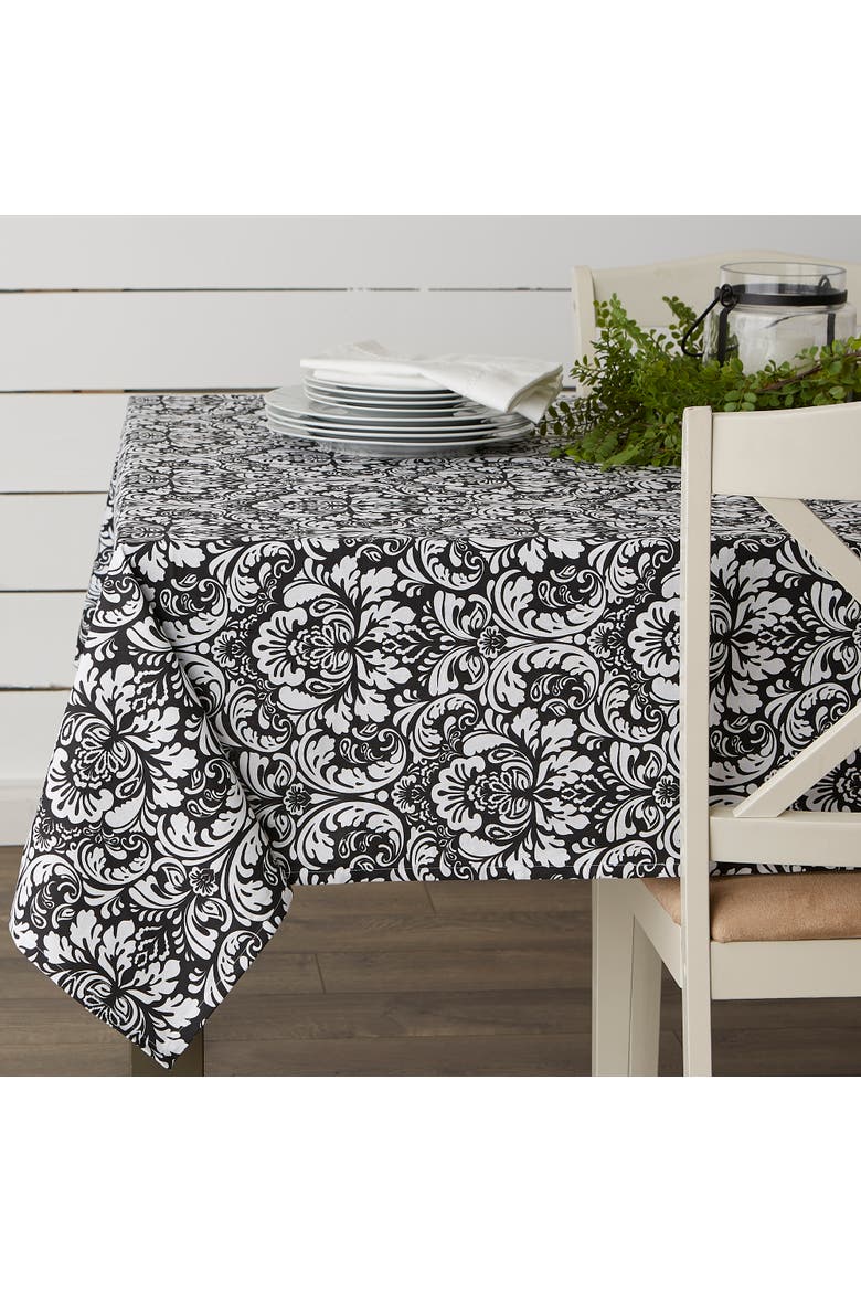 Black Damask Tablecloth 70 Round, Alternate, color, Black