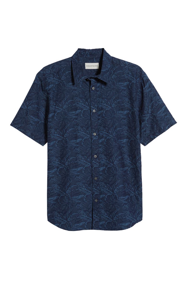 Venice Regular Fit Palm Print Shirt, Alternate, color, INDIGO