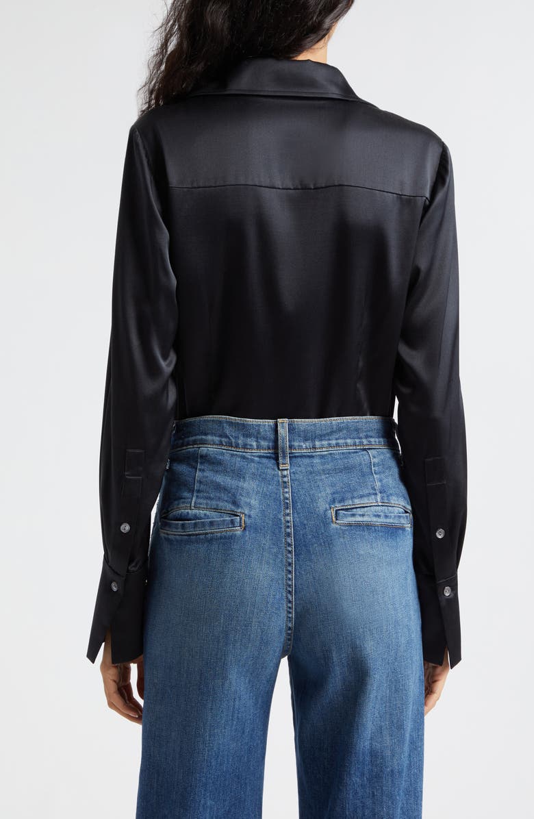 Ramy Brook Victoria Stretch Silk Satin Button-Up Blouse, Alternate, color, 