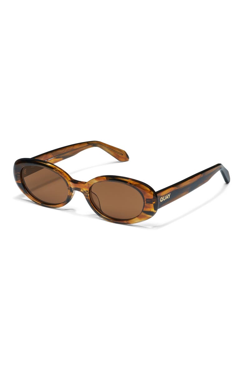Felt Cute 52mm Round Sunglasses, Alternate, color, COFFEE SWIRL/ BROWN