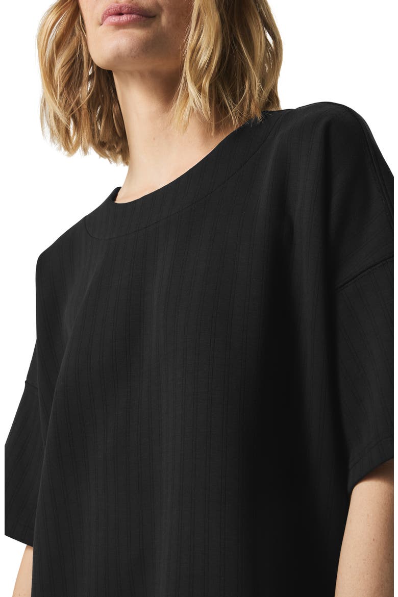 x @cellajaneblog Oversize Rib Scuba Knit T-Shirt, Alternate, color, BLACK