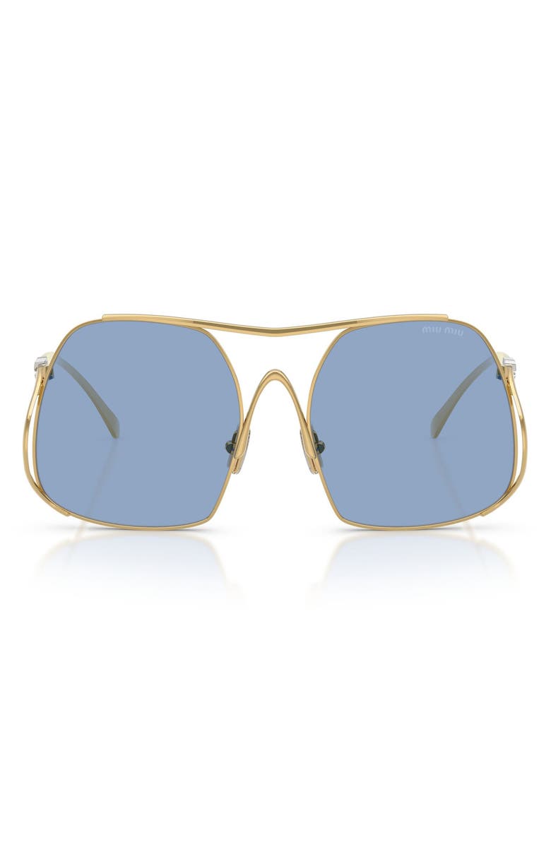 Miu Miu 57mm Square Sunglasses, Main, color, Gold / Light Blue