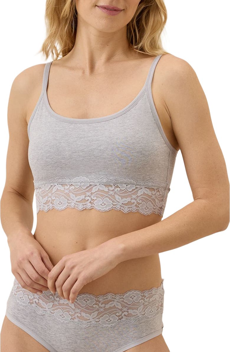 Pact Lace Smooth Cup Bralette, Main, color, Light Heather Grey