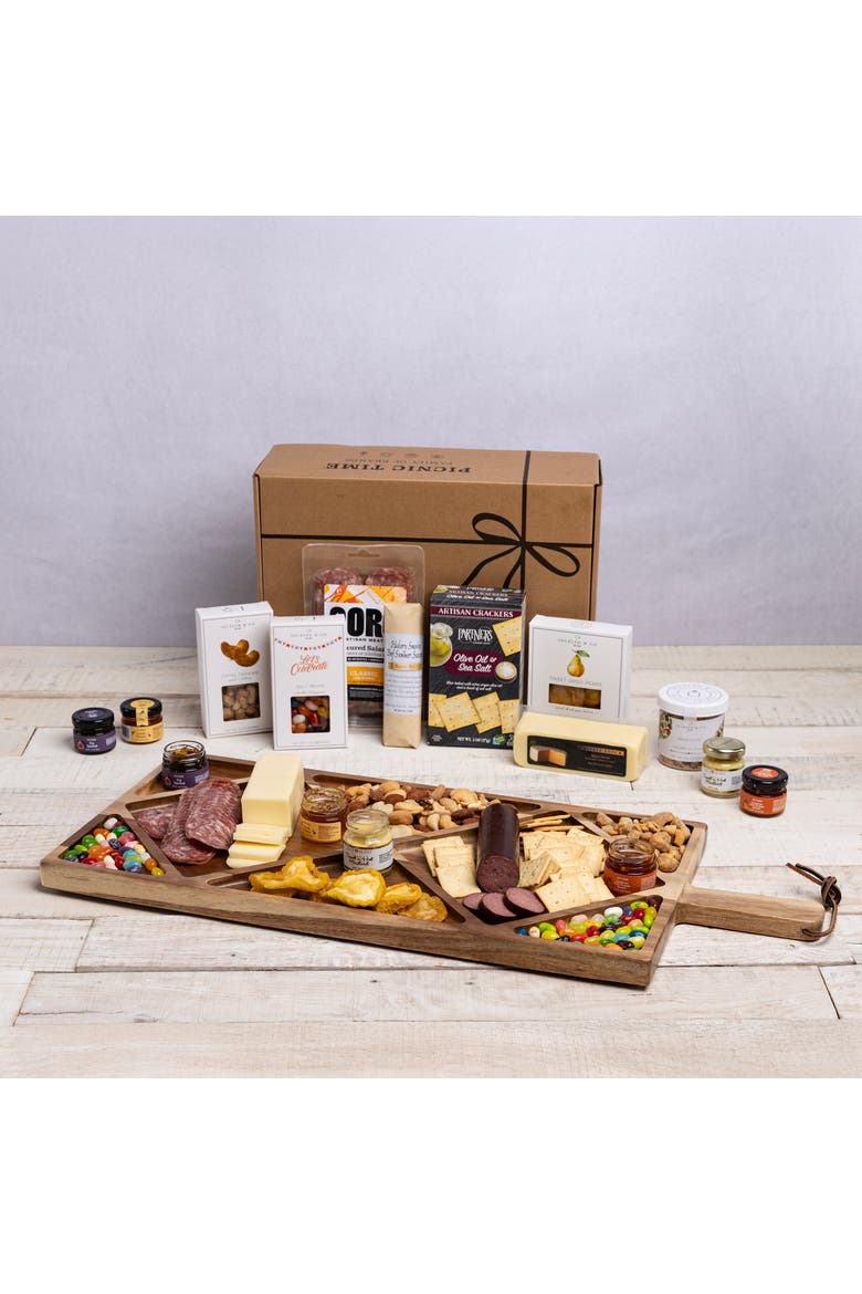 Grazing Board with Gourmet Gift Pack, Alternate, color, Acacia Wood
