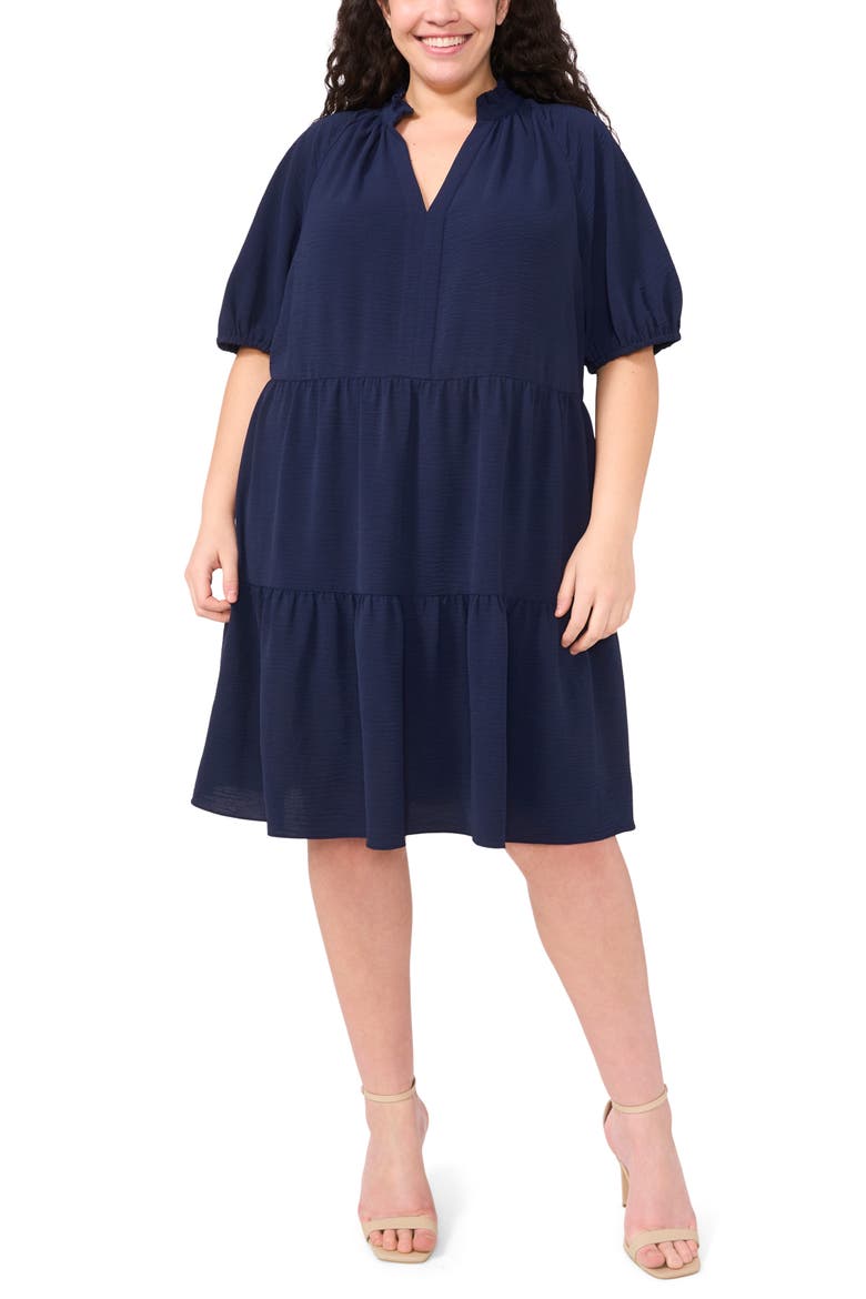 Tiered Ruffle Neck Dress, Main, color, CLASSIC NAVY