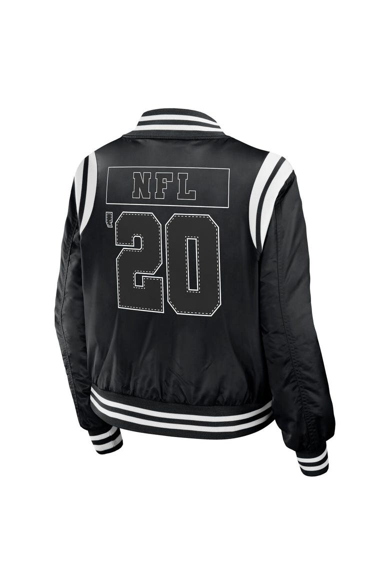 Women's WEAR by Erin Andrews Black Shield Merchandise Bomber Full-Zip Jacket, Alternate, color, Black