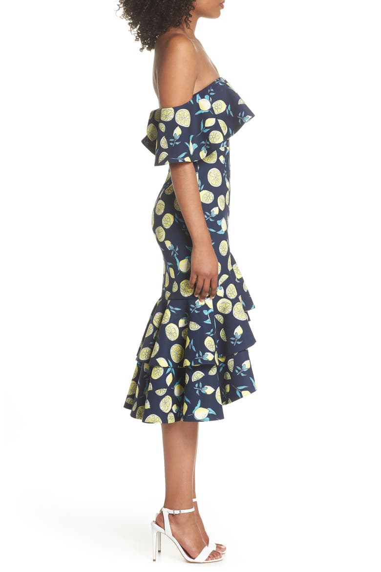 Sasha Off the Shoulder Dress, Alternate, color, LEMON PRINT