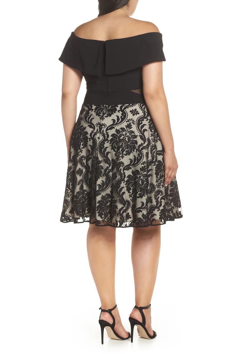 Xscape Evenings Xscape Off the Shoulder Embroidered Skirt Dress, Alternate, color,