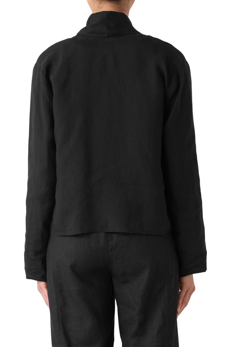 Eileen Fisher Shawl Collar Open Front Organic Linen Jacket, Alternate, color, Black
