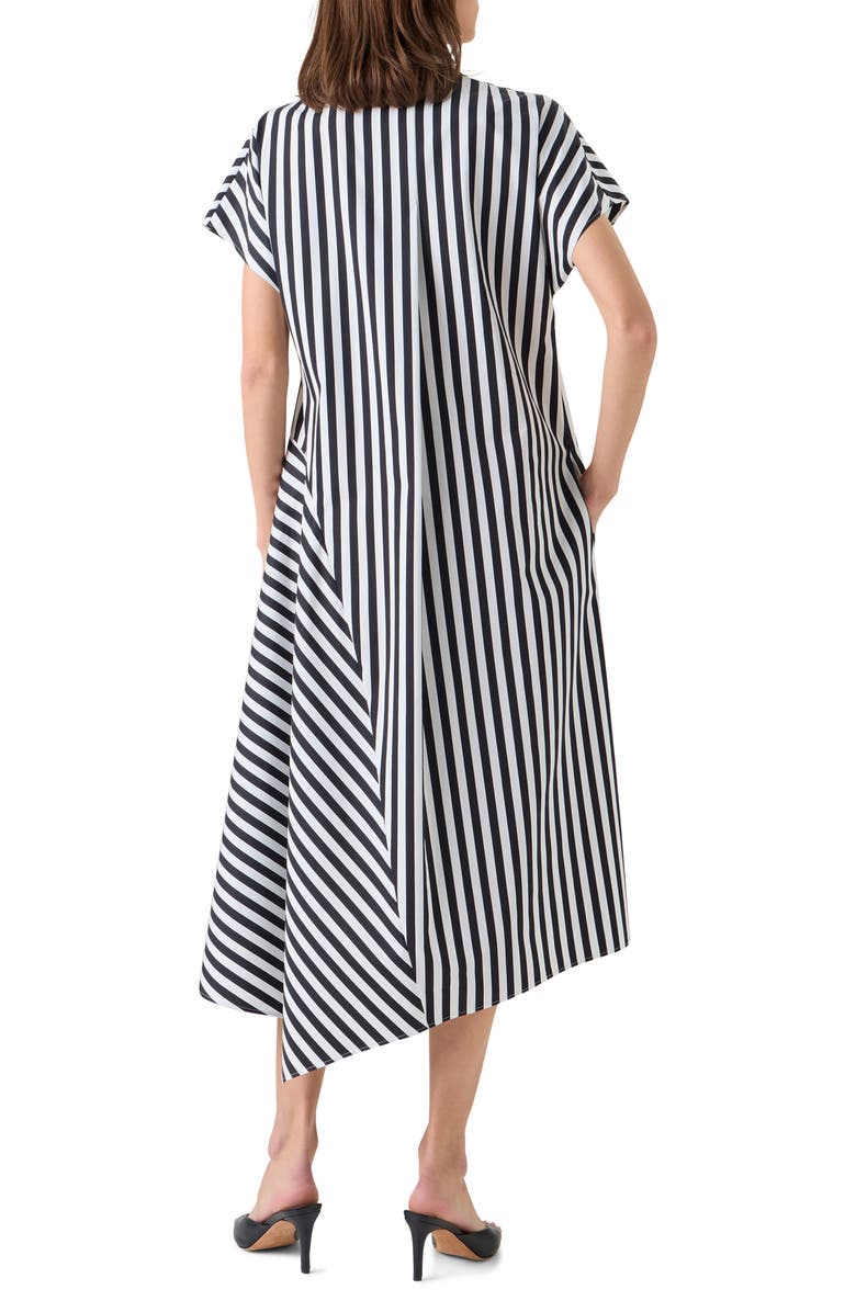 Akris punto Kodak Stripe Cotton Poplin Midi Shirtdress, Alternate, color, Black-Cream