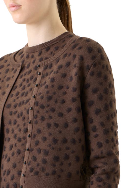 Akris Punto Abstract Dot Stretch Virgin Wool Cardigan In Brown