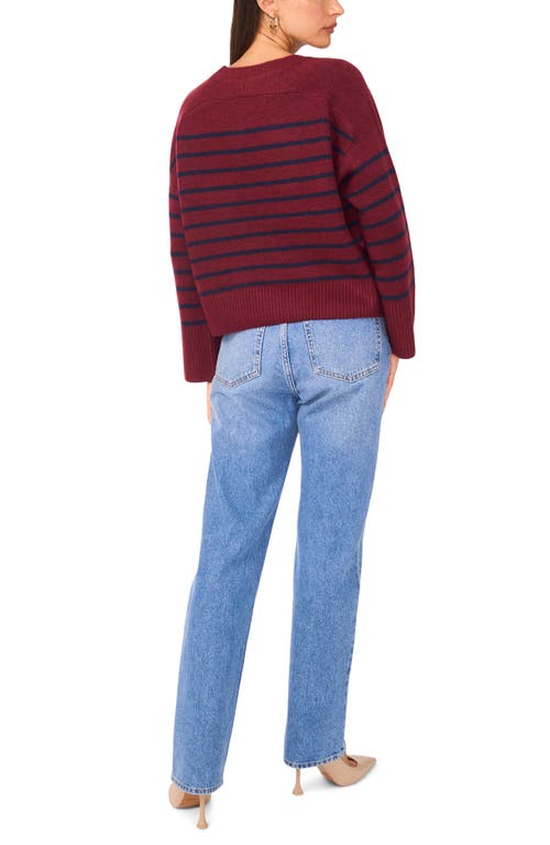 1.state Stripe Sweater In Burgundy