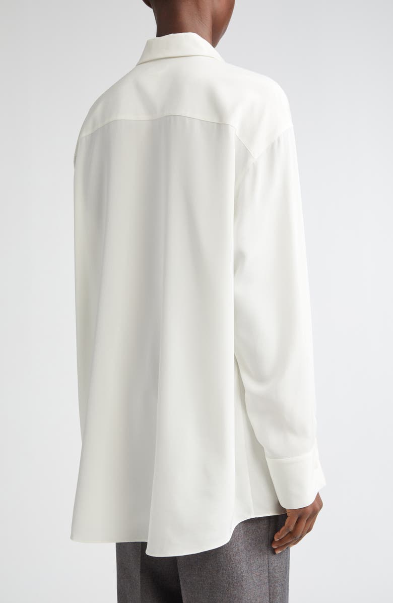 Lafayette 148 New York Oversize Point Collar Stretch Silk Button-Up Shirt, Alternate, color, Cloud