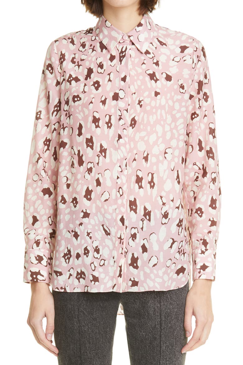 Leopard Print High/Low Shirt, Main, color, PINK LEOPARD