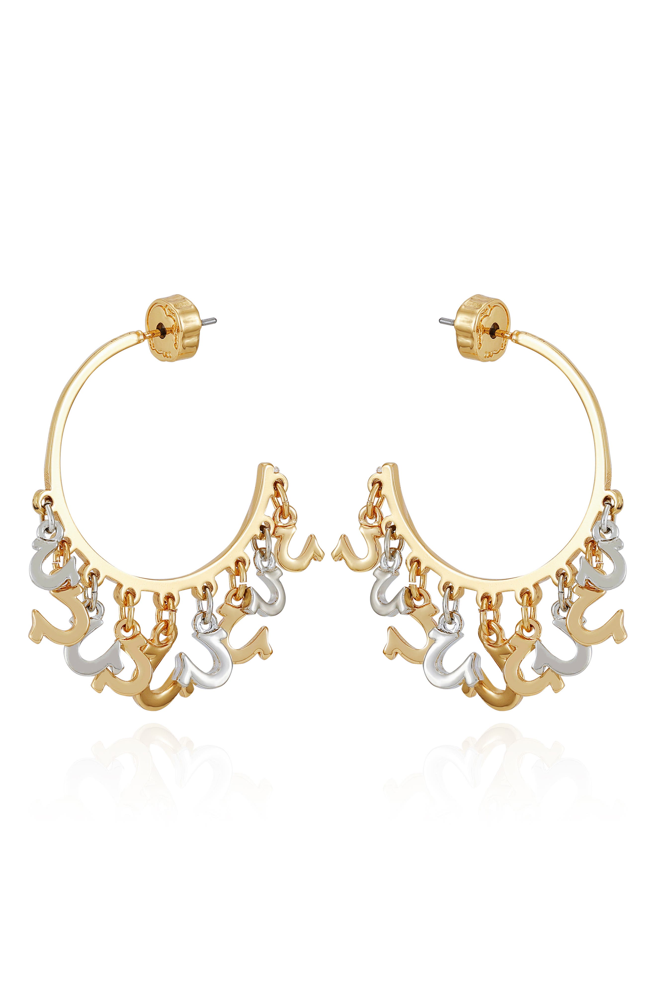 True Religion Horseshoe Drop Hoop Earrings