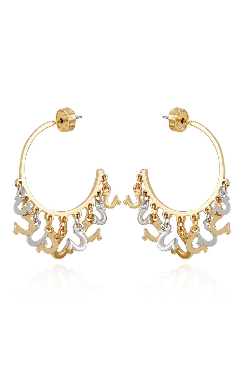 Horseshoe Drop Hoop Earrings, Main, color, GOLD TONE