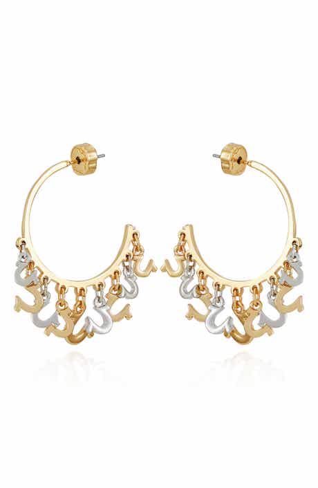 True Religion Horseshoe Drop Hoop Earrings