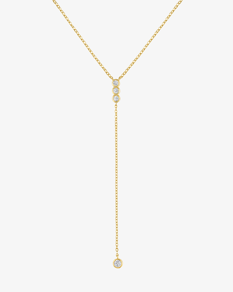 Bezel CZ Lariat Necklace