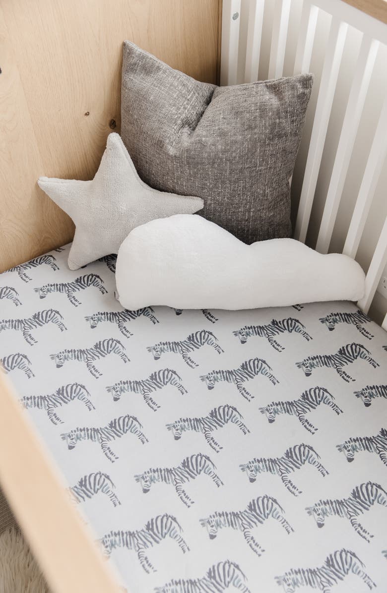 Oilo Zebra Jersey Crib Sheet, Alternate, color, Gray