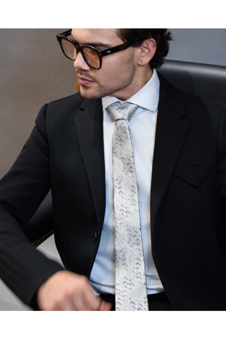 Modern Glacier Silk Jacquard Tie, Alternate, color, Glacier Grey