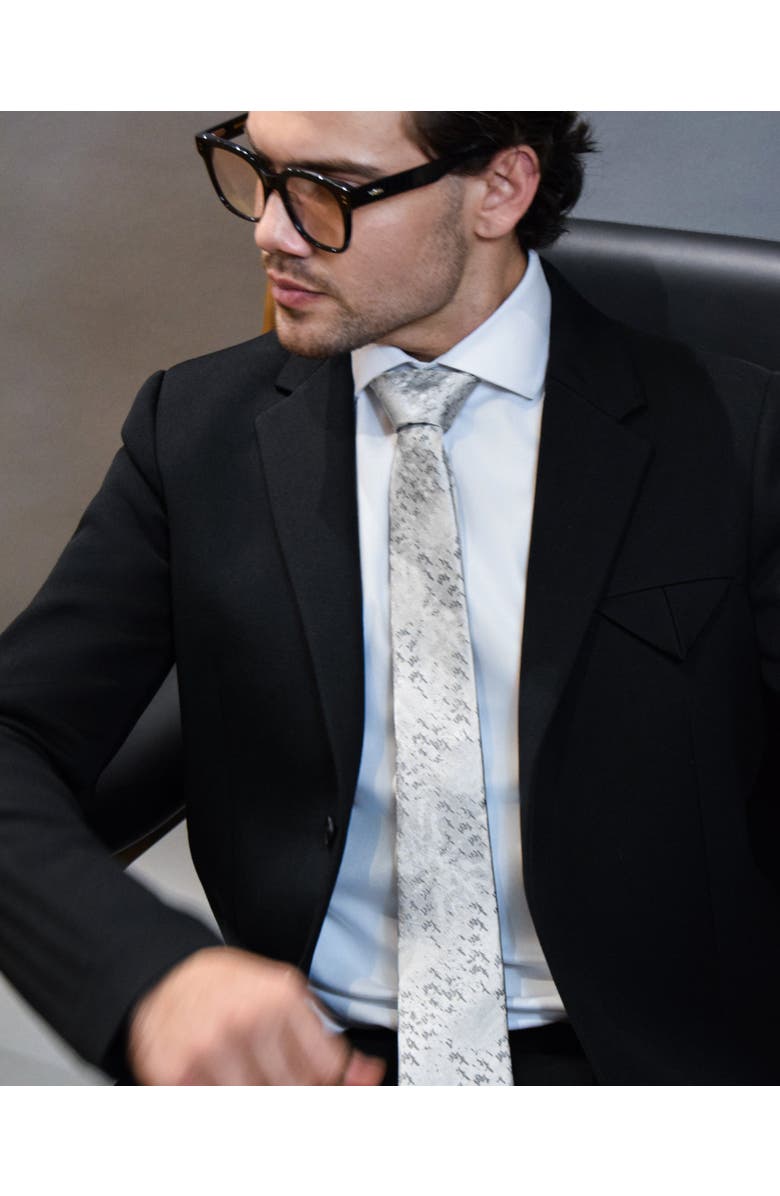 Knottery & Co Modern Glacier Silk Jacquard Tie, Alternate, color, Glacier Grey