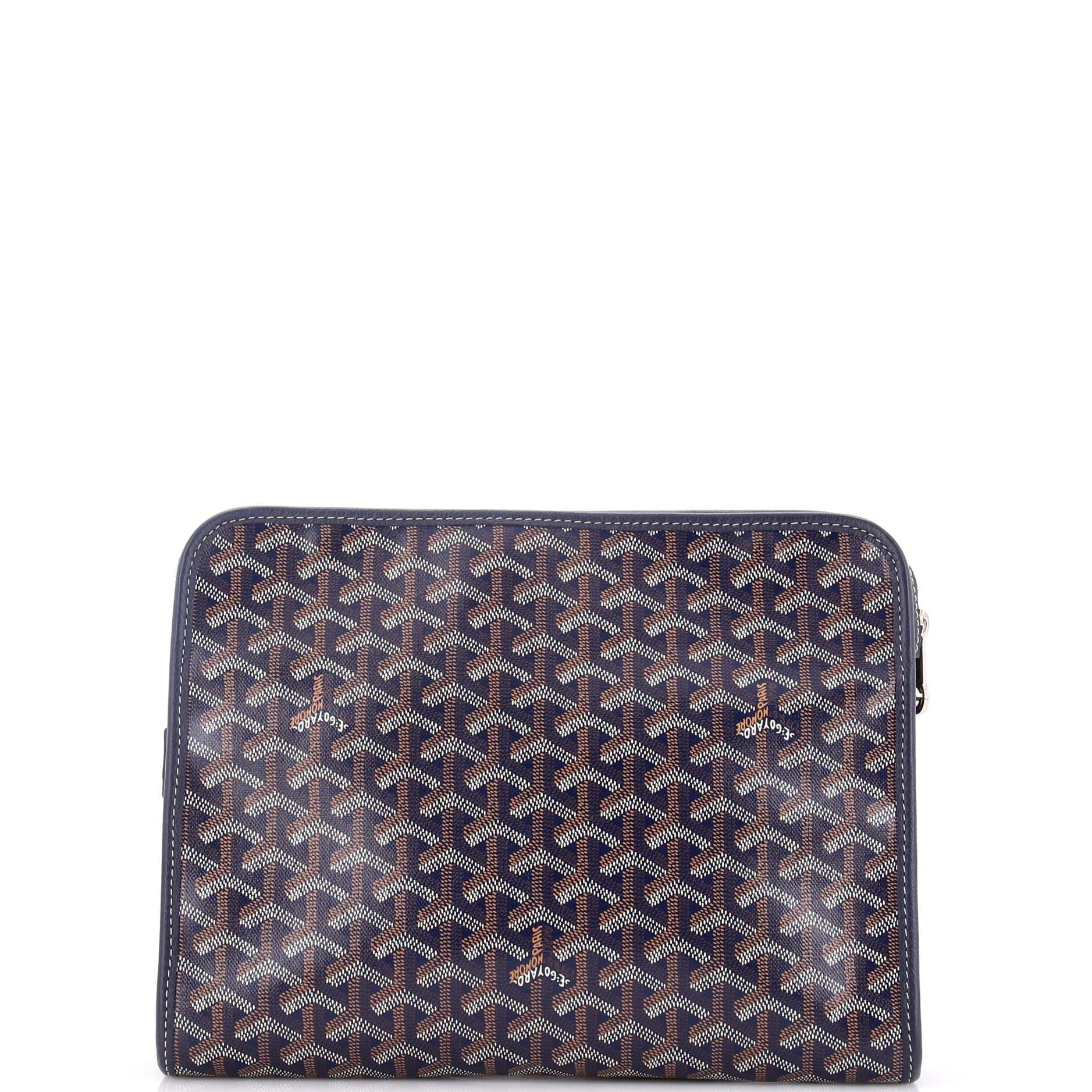 Pre-Owned Goyard Jouvence Toiletry Pouch Coated Canvas GM, Alternate, color, Blue