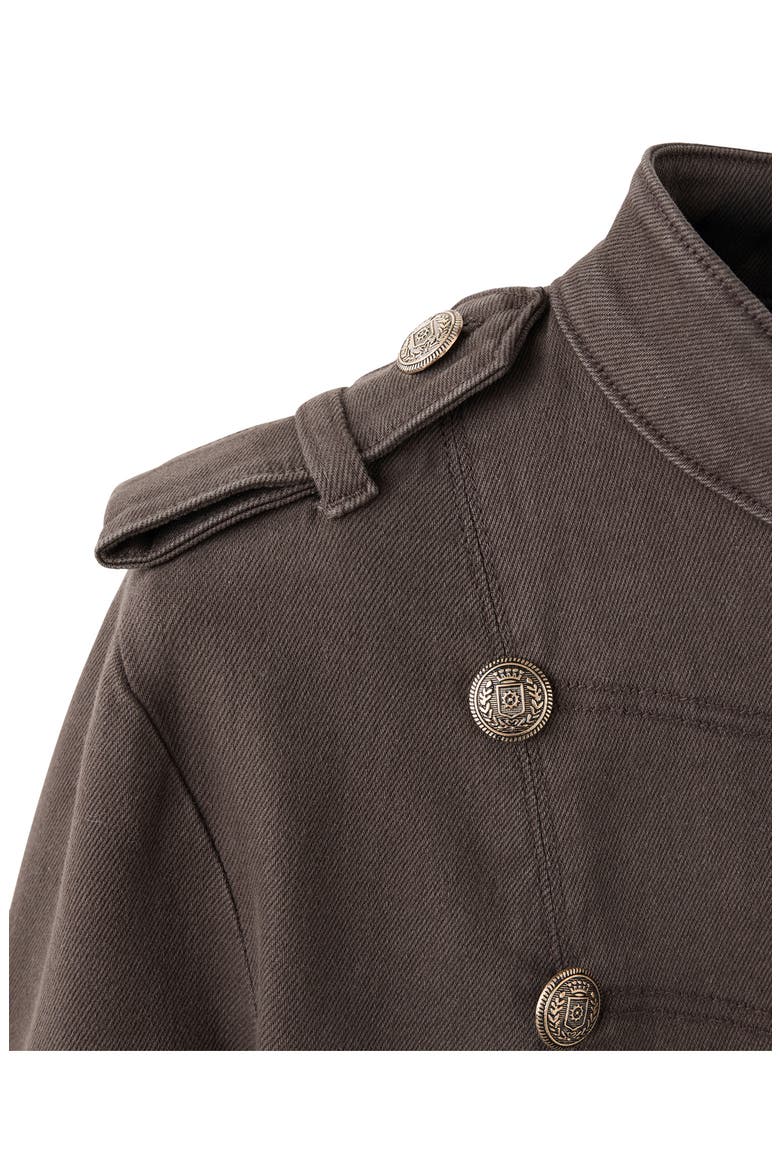 Stretch Denim Military Jacket, Alternate, color, CHOCOLATE