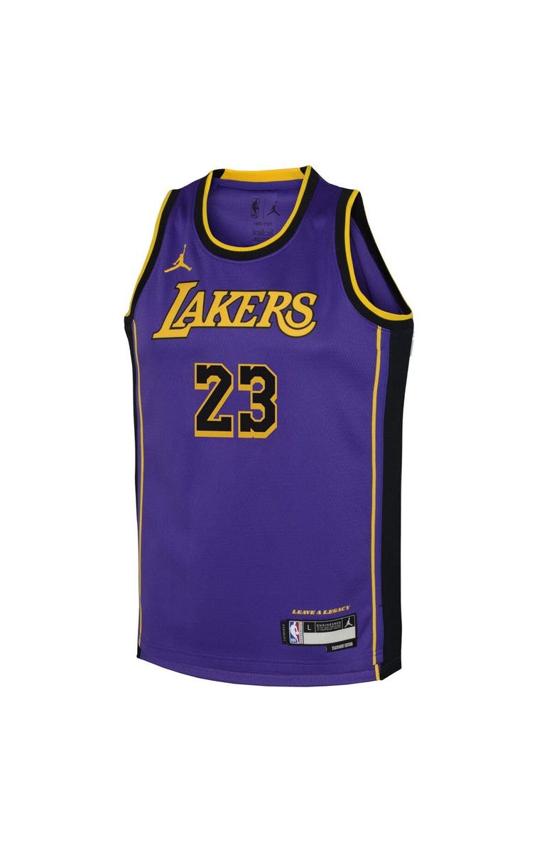 Jordan Brand Youth Jordan Brand LeBron James Purple Los Angeles Lakers Swingman Jersey - Statement Edition, Alternate, color, 