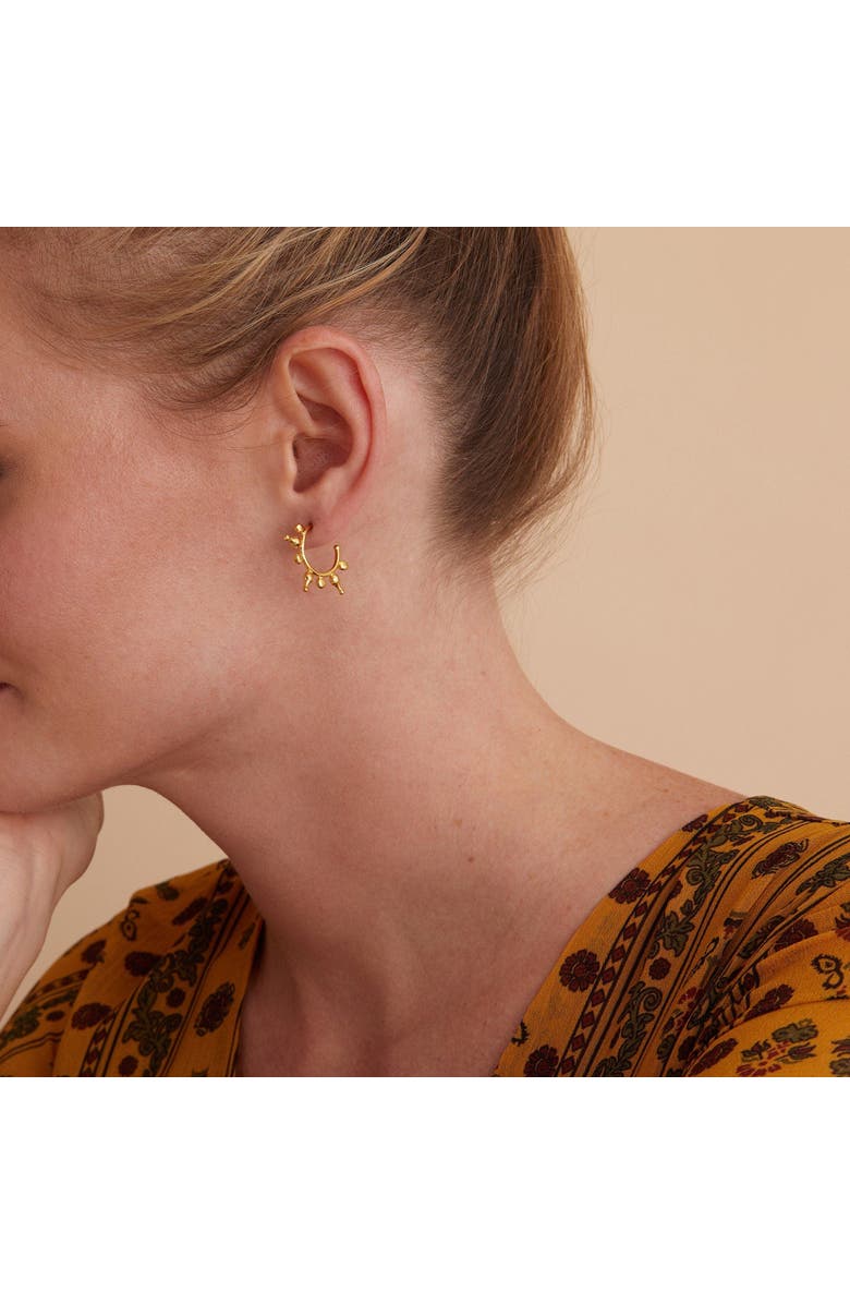 Ottoman Hands Jale Hoop Earrings, Alternate, color, Brass