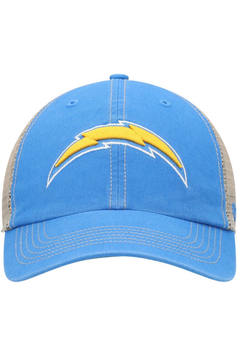 Men's '47 Powder Blue/Natural Los Angeles Chargers Trawler Trucker Clean Up Snapback Hat, Alternate, color, Powder Blue